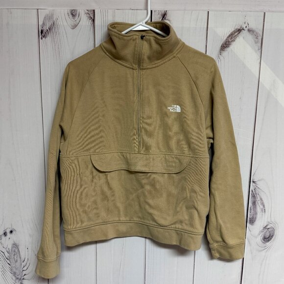 The North Face Half-Zip Funnel Pullover Women’s Large Tan/Khaki EUC - Picture 1 of 10